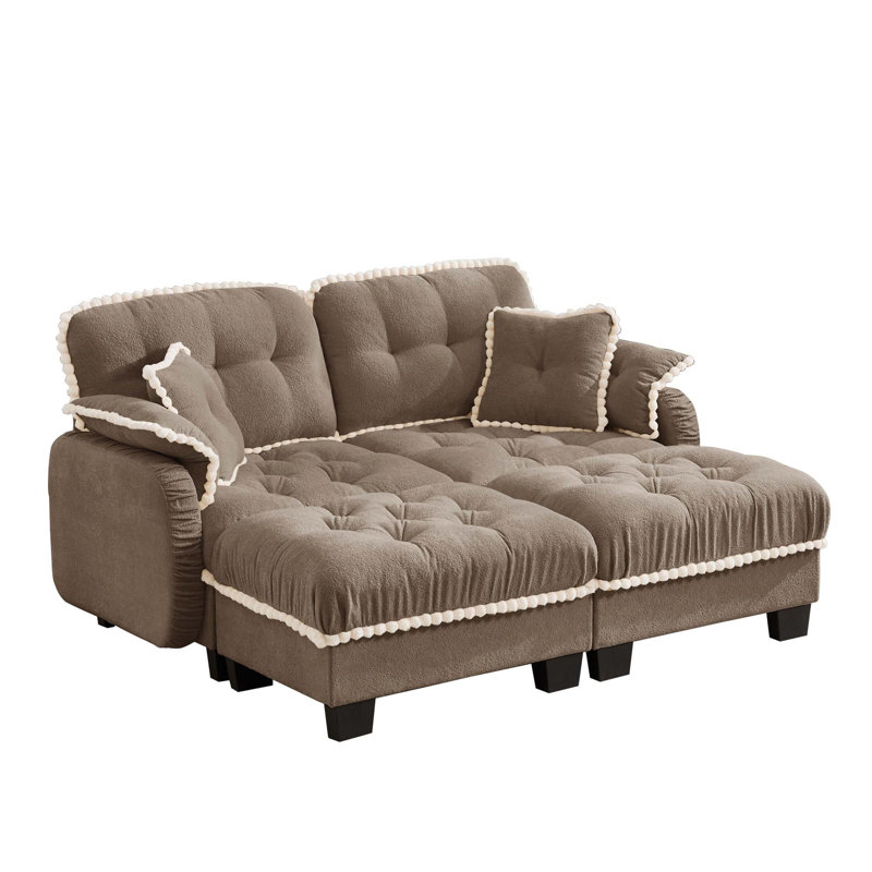 Canapé en forme de U avec repose-pieds mobile Chenille, L 70 po, Brown Chenille