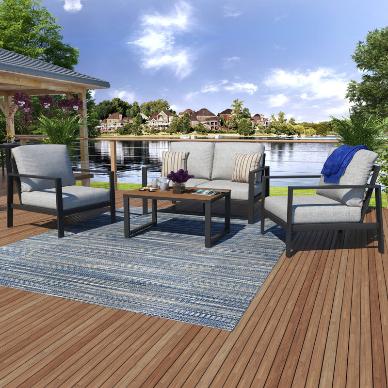Townsend Sofa Seating Group with Sunbrella® Cushions, Canvas Granite Sunbrella® Canvas, Mahogany