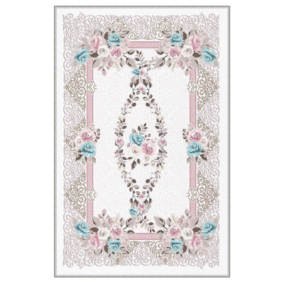 Runner Malpass Oriental Machine Woven 2'7"" x 6'7"" Polyester Area Rug in Pink/Gray/Blue -  East Urban Home, 1798785B19E441E88E1D7E1A75F5BEAE