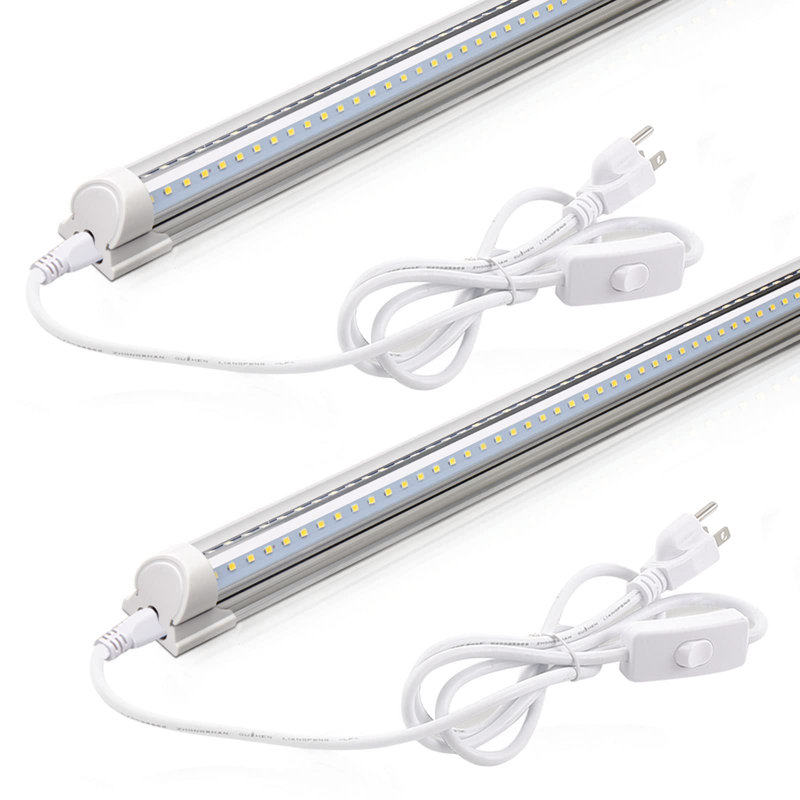 Luminaire à DEL Barrina 2ft, 20w 3000lm 6500k, luminaire à DEL T8, couvercle transparent, plafonnier et lampes tubulaires raccordables utilitaires pour la pièce, le garage, l'établi, l'entrepôt, 2 paquets