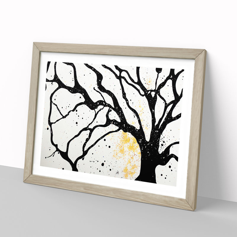 Bare Tree Splash Vol.1 Abstract - Single Picture Frame Painting, 46cm H x 64cm W x 2cm D, Oak