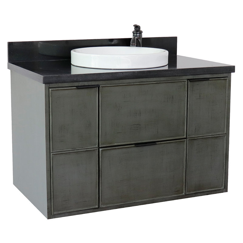 Ensemble de meuble-lavabo simple mural 37 "37", Noir galaxie