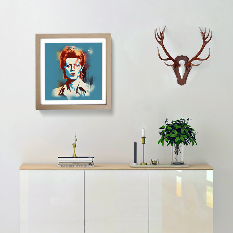 David Bowie Retro - Framed Print, Oak