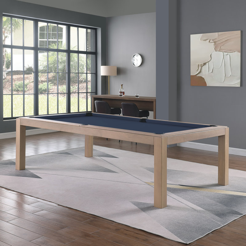 Table de billard en ardoise avec plateau de salle à manger Olivia, Bois de frêne flottant, 7 pi, Eau marine
