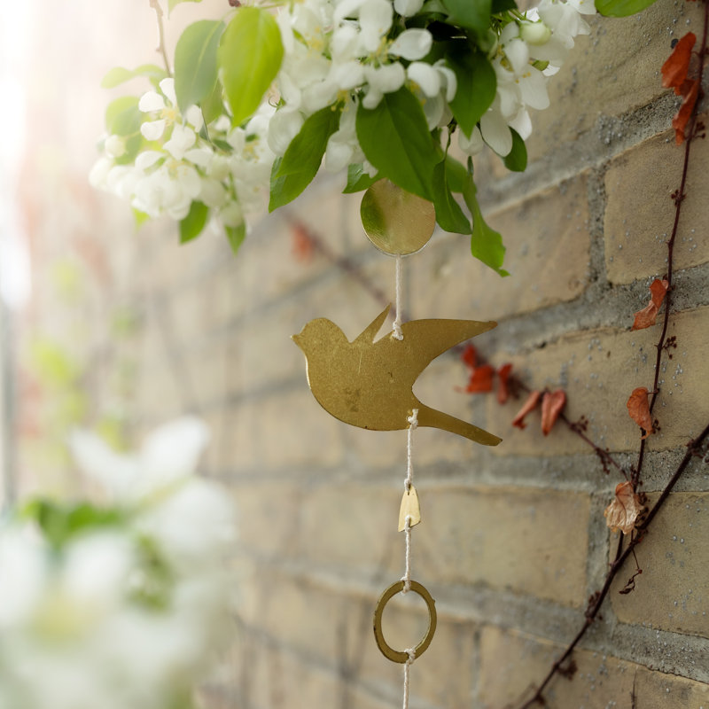  Bird Hanging Accent Brass Metal