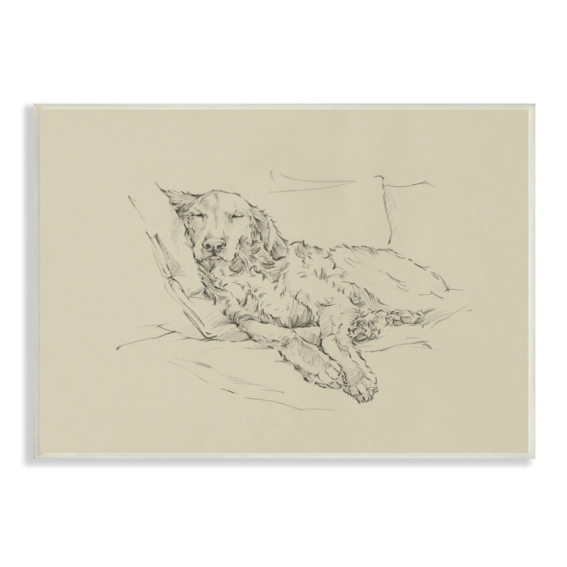 «Peaceful Resting Labrador», croquis au crayon, art mural par Ethan Harper, H 10 po x l 15 po x P 0,5 po