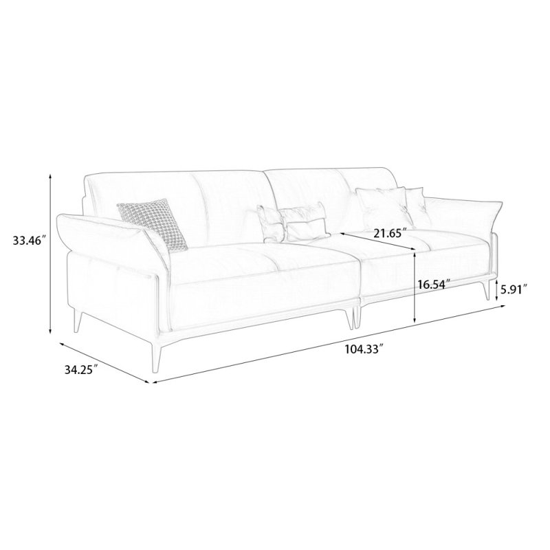 Coussin modulaire en cuir véritable, Vert, H 33,46 po x l 104,33 po x P 34,25 po