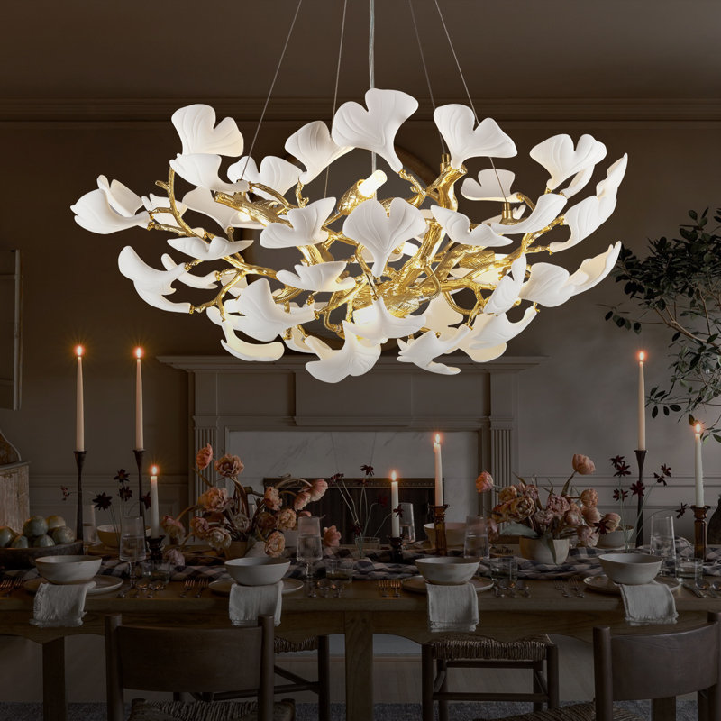 Lustre en céramique 10 lumières Ginkgo 10 lumières pour salle à manger
