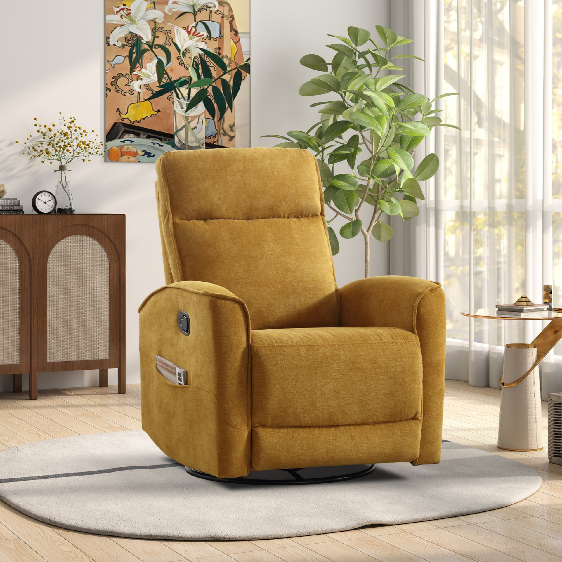 Latitude Run® 30.7'' Wide Modern and Soft Upholstered Swivel and Rocker ...