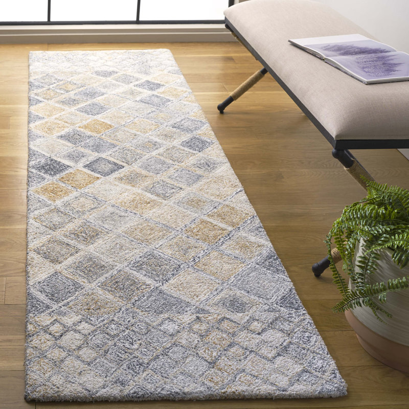 Tapis beige / gris Thaissa802, Tapis de couloir 2 pi 3 po x 8 pi