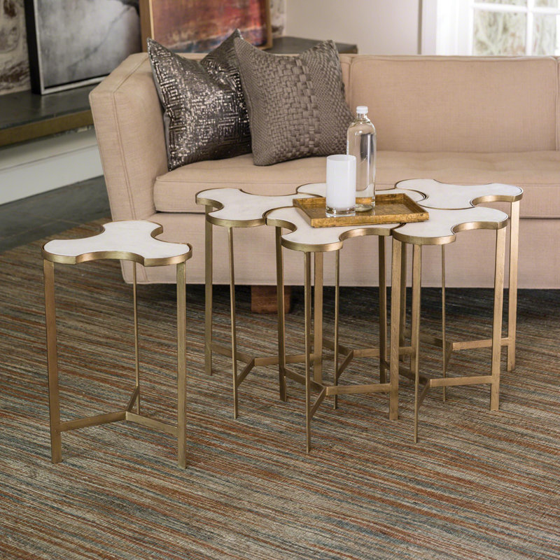 Marble Top End Table, Gold