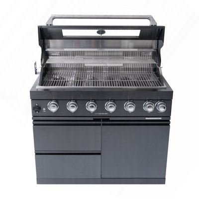 Barbecue au gaz en acier inoxydable robuste à 6 brûleurs