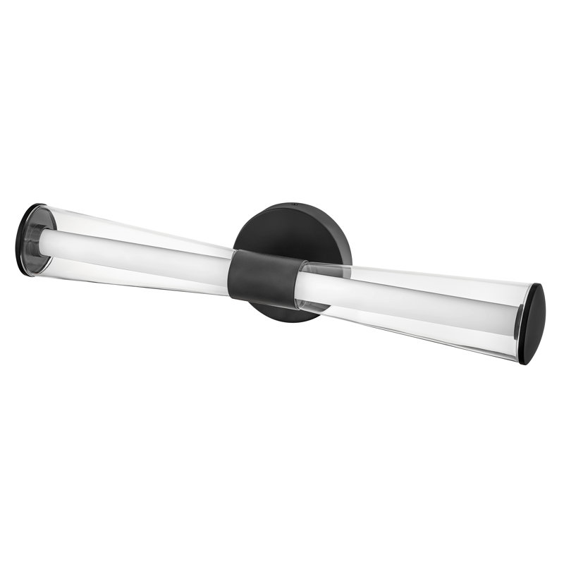 Barre d'éclairage de salle de bain à DEL intégrée en forme de trompette Elin 23 po, Noir, noir, noir, noir