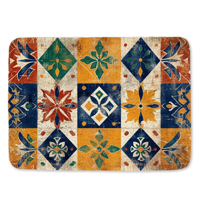 Ceramic Tiles Bath Mat Surface Bathroom Decor Colorful Pattern
