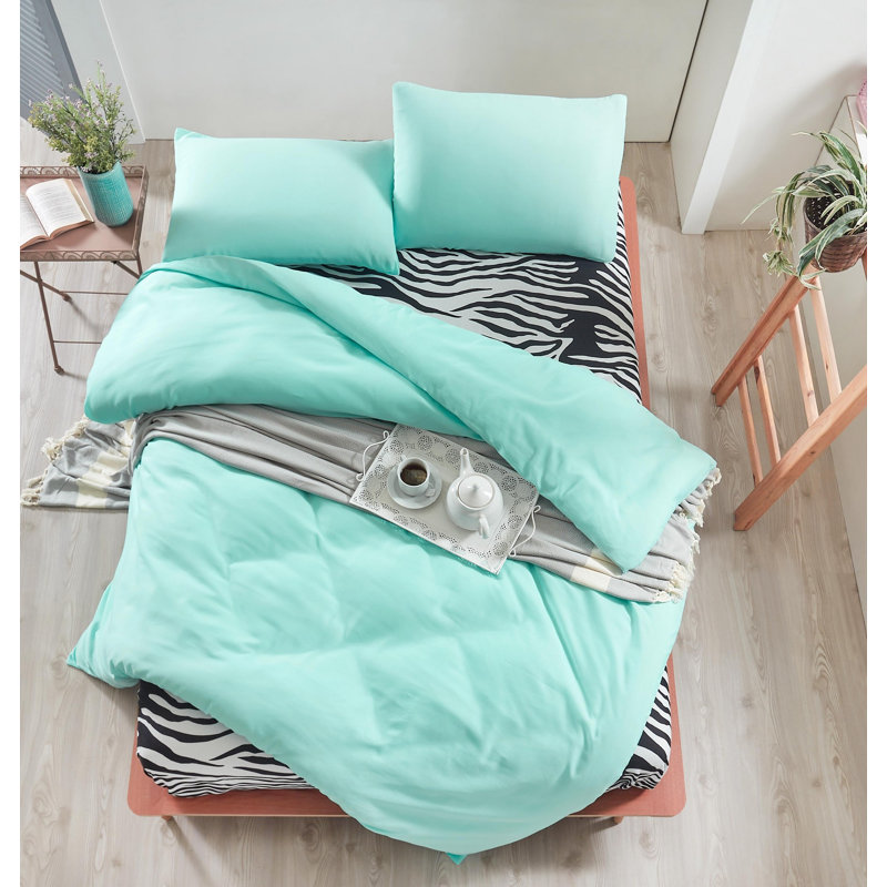 Ensemble de housse de couette en mélange de coton 3 pièces, Menthe