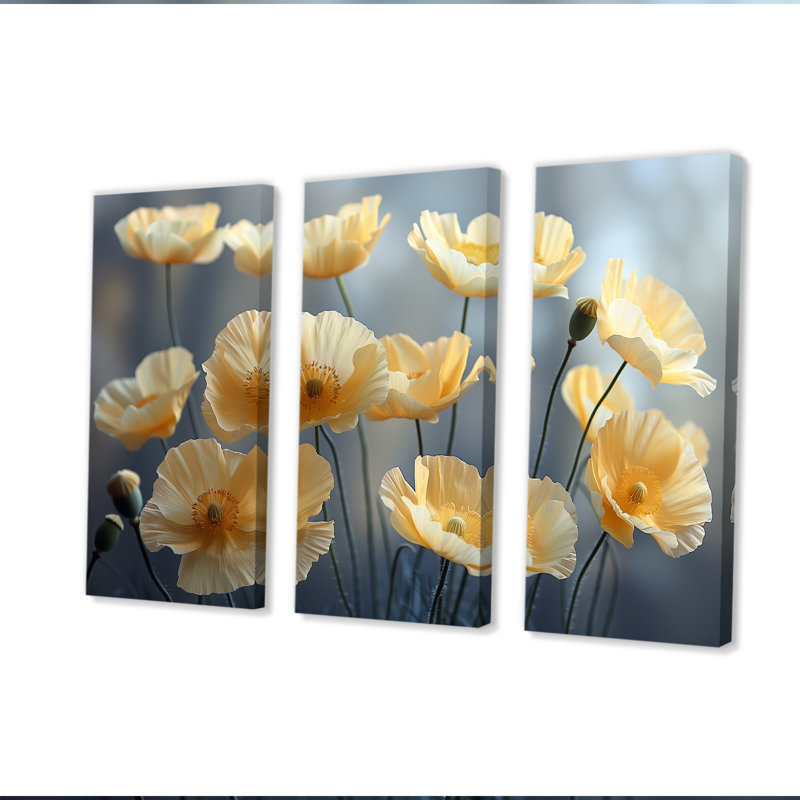 Eshan - ensemble d'art mural coquelicots, Toile tendue, H 28 po x l 36 po x P 1 po