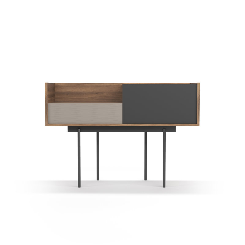 Gad 98cm Console Table, Graphite, Walnut/Taupe/Graphite, 84cm x 122cm x 41cm