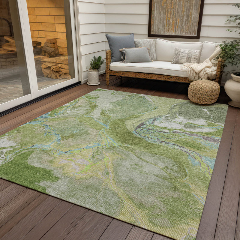 Tapis intérieur / extérieur vert Selene , 9 pi x 12 pi