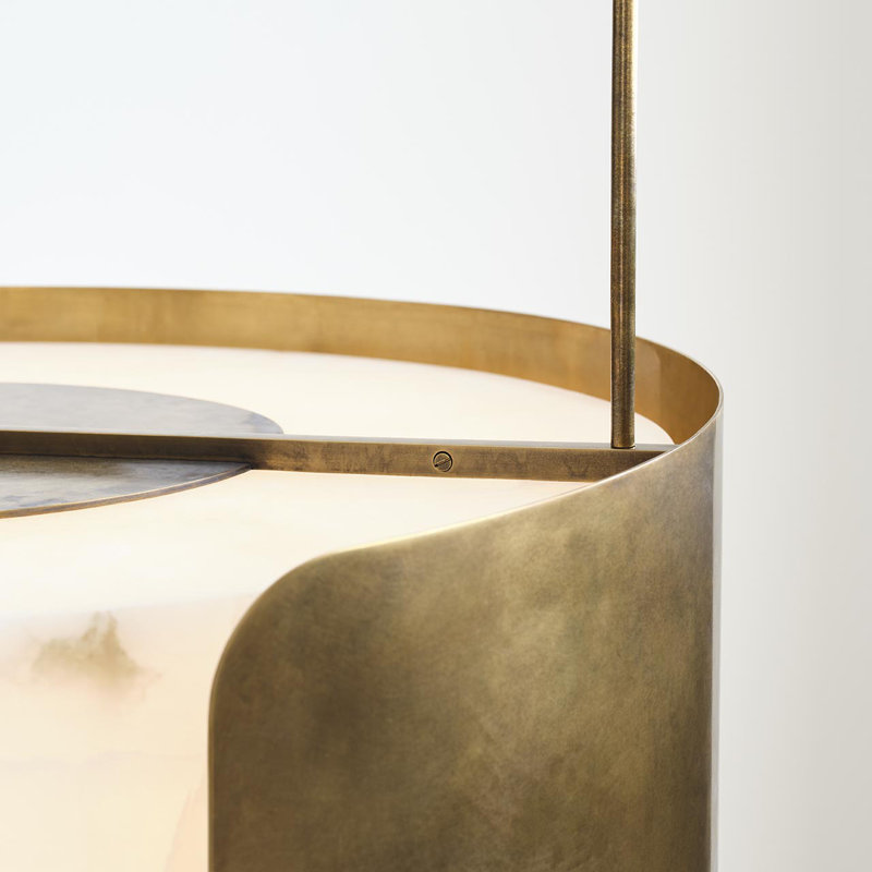 Anne-Marie Barton Armise 28" Drum Chandelier, Mottled Brass