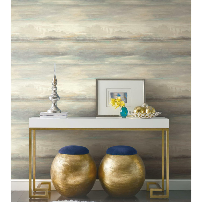 Abstract Peel & Stick Wallpaper Roll, Blue/Beige