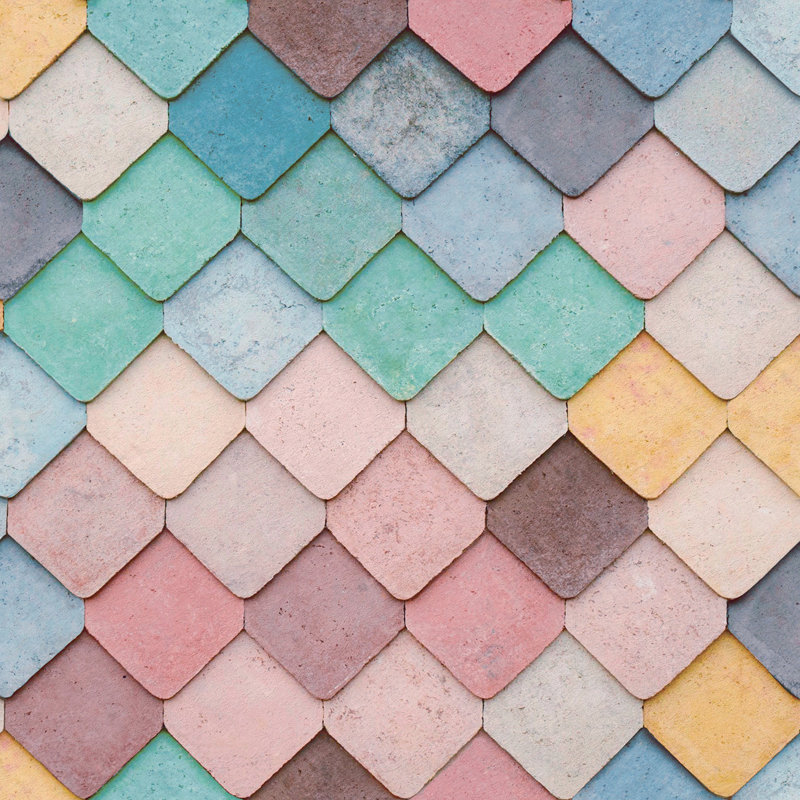 Papier peint multicolore Vintage Tiles