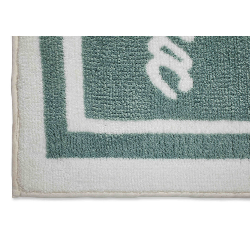 Sunbriar Non-Slip Bath Rug, Aqua/White