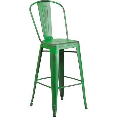 Blake Industrial Style Bar Chair - Set of 4 - Modern Metal Bar or Counter Height
