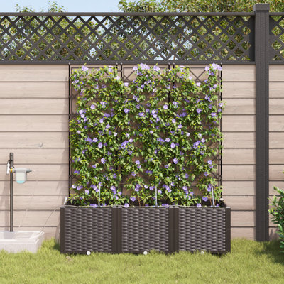 Jardinière en plastique brun 3 pièces vidaXL