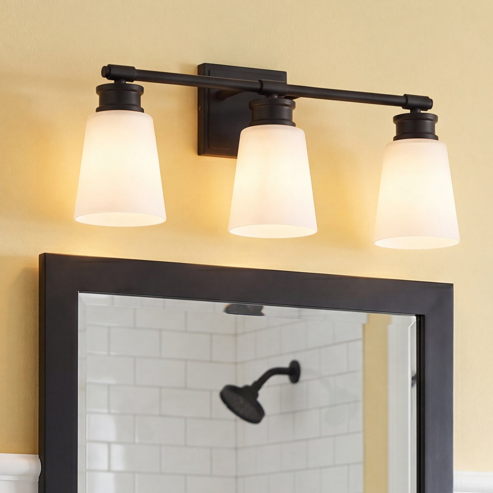 Libre 3 Light Frosted Dimmable Vanity Light, Matte Black