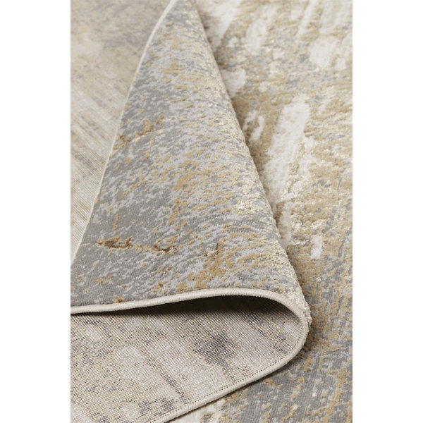 Wrought Studio™ Milomir Abstract Power Loom Beige Area Rug | Wayfair