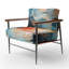 Fauteuil rembourré rustique audacieux orange sarcelle à flux abstrait Collage II-2026107450