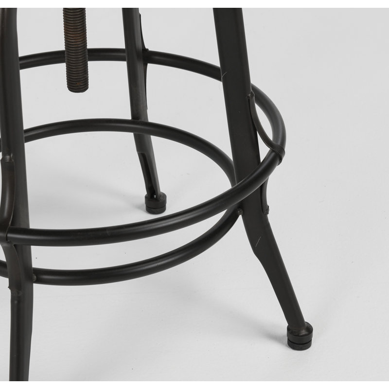 Swivel Solid Wood Adjustable Height Stool, Black