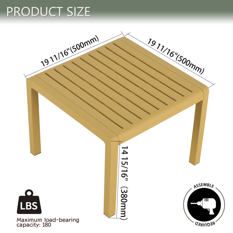 3 Piece PP Patio Sets, 2 Chairs With Table, Indoor/Outdoor Multi-Purpose Furniture, Yellow