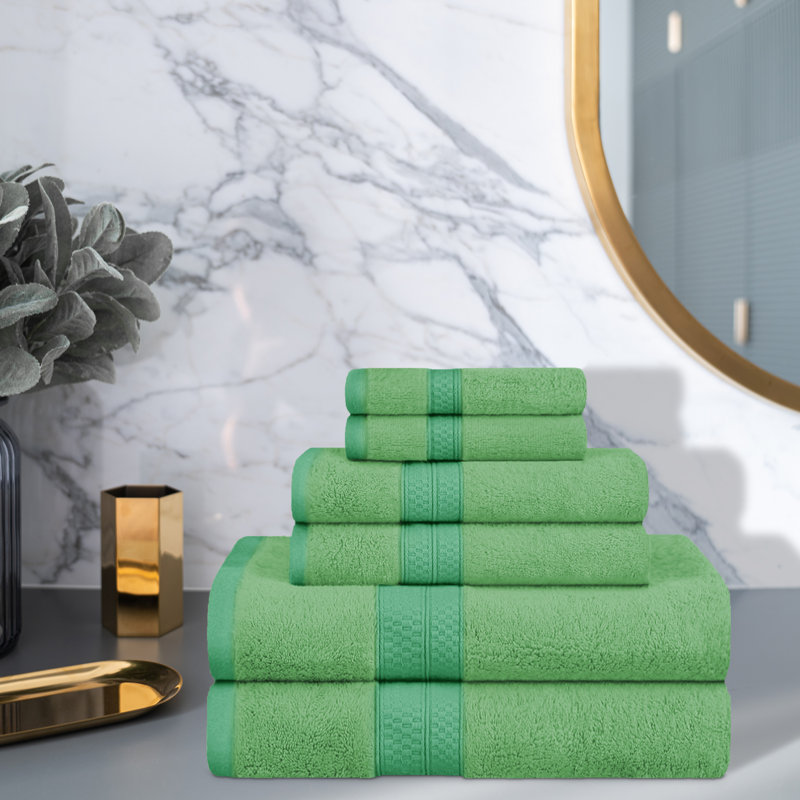 BNM 6 Piece Rayon from Bamboo Towel Set, Spring Green