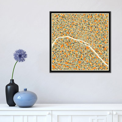 « abstract city map of paris » par jazzberry blue, impression sur toile tendue