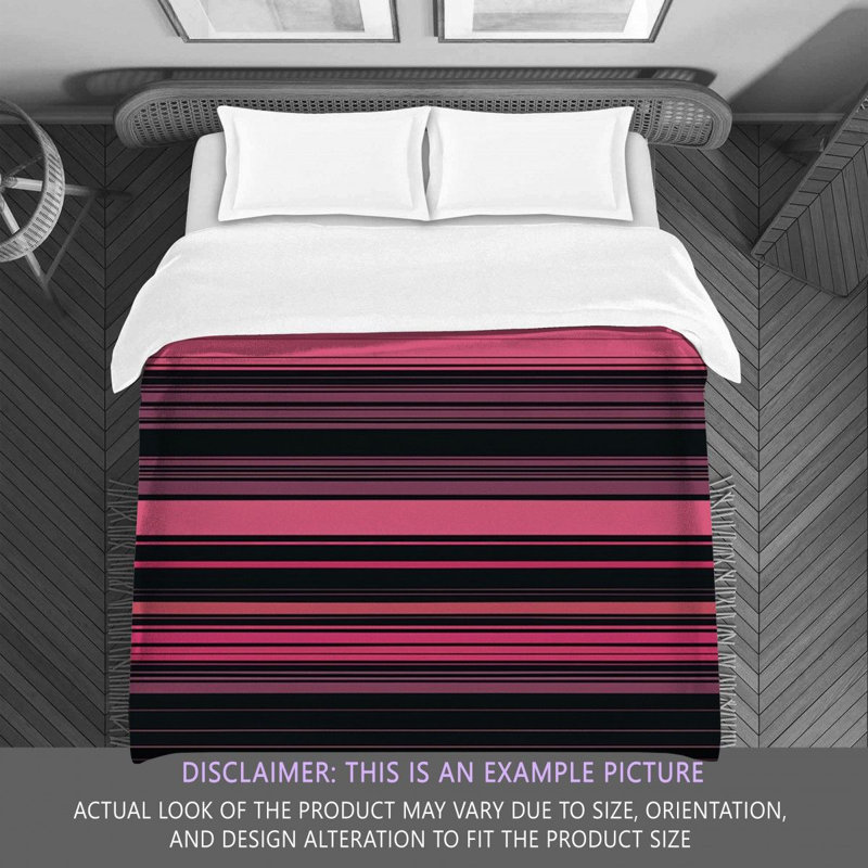 Polyester Comforter, Twin Comforter, Black/Pink Striped