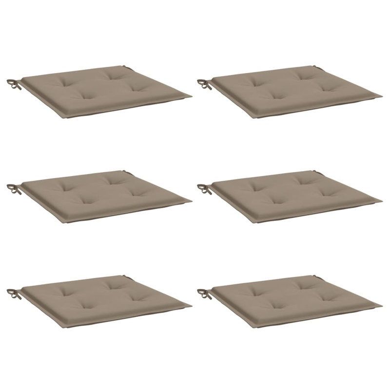 Ensemble de 6 coussins de chaise de jardin taupe, H 19,7 po x l 19,7 po x P 1,2 po, Tissu - Taupe