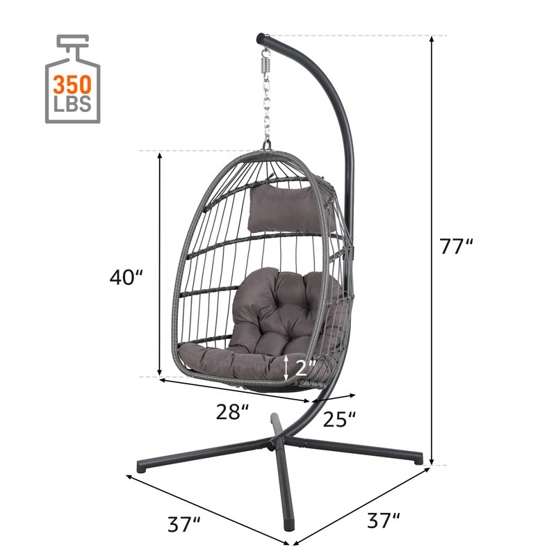 Watterson Porch Swing with Stand, Dark Grey/Dark Grey