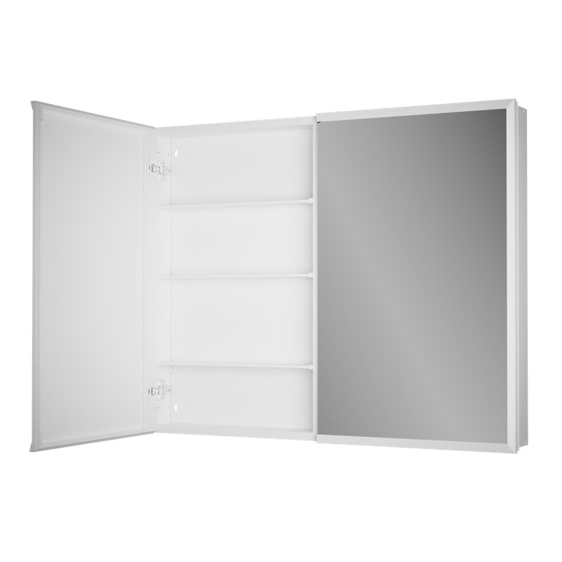 Armoire à pharmacie encastrée ou à surface avec miroir et cadres réglables en aluminium, verre trempé, conception imperméable