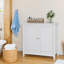 Armoire de rangement à double porte avec boutons argentés, design Mid-Century moderne, buffet autoportant pour la vie, la cuisine, la salle de bain et le couloir