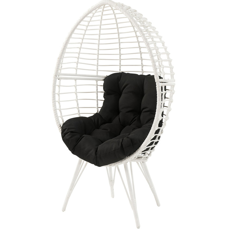 Chaise de patio contemporaine avec coussin amovible en mousse - noir / blanc