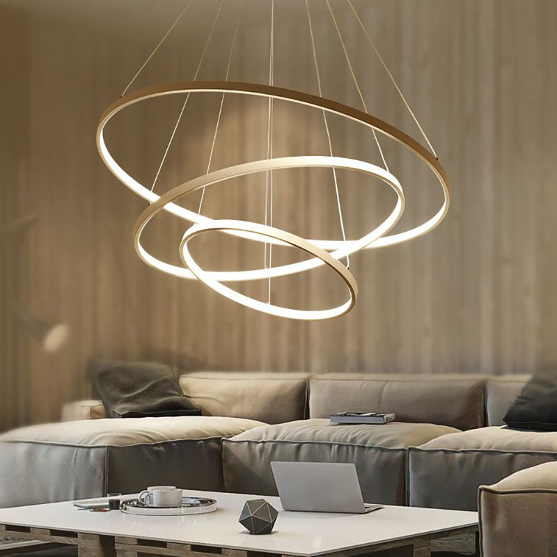 Plafonnier circulaire 3 lumières à DEL, Or