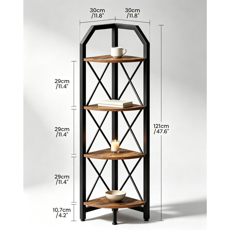 121 cm H x 30 cm W Corner Bookcase