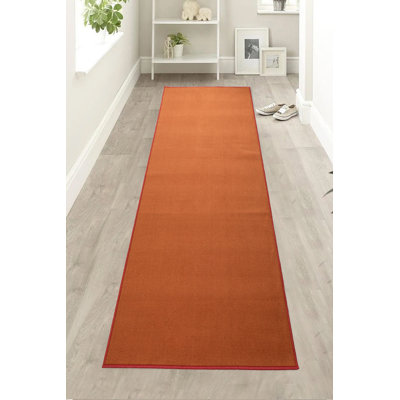 Anti Slip Low Profile Solid Orange Colour Custom Size Runner Rug for Hallway Stairway Entryway Kitchen