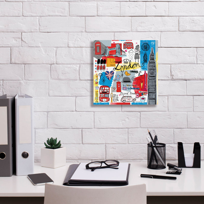  «Travelling London» par Farida Zaman, art mural sur toile, 12 po x 12 po, H 12 po x l 12 po
