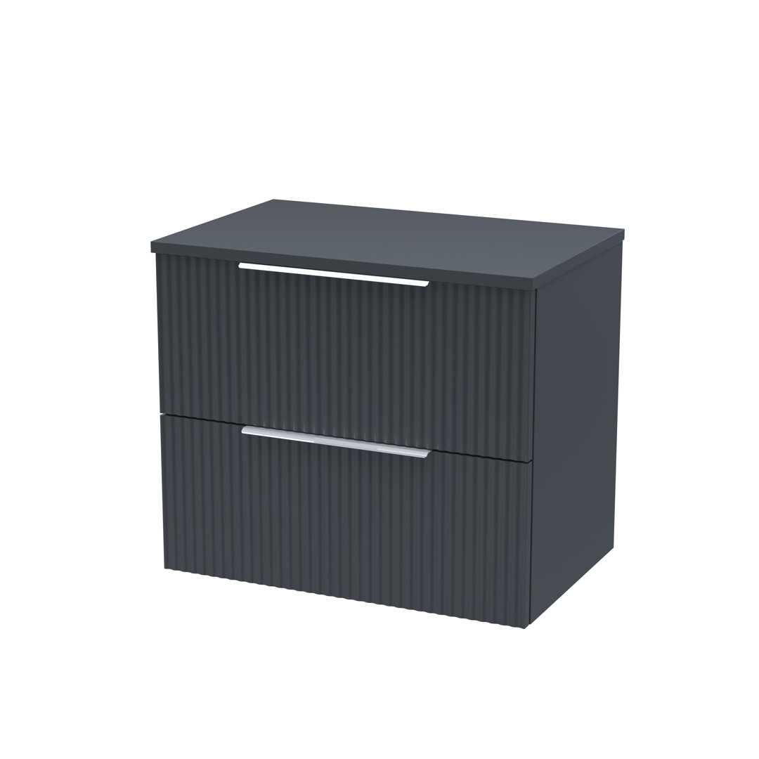 Fluted 600mm Wall Hung Single Vanity Unit with Worktop