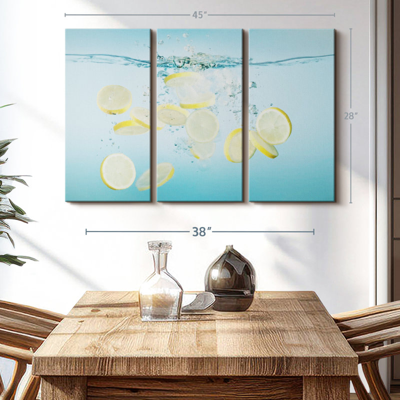 "Tranches de citron dans l'eau" sur toile, H 45 po x l 28 po