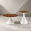 Ensemble de 2 tables basses rondes, plateau de table à motifs avec base en acier, table basse multifonctionnelle à la mode-635281281