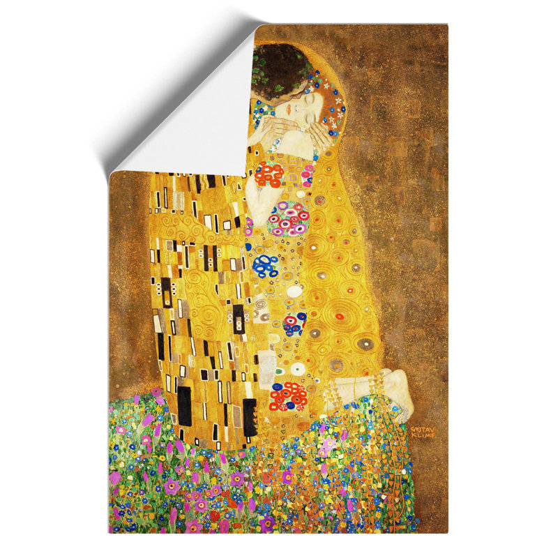 The Kiss by Gustav Klimt - Wall Art, Light Brown, 30cm H x 21cm W, No Frame