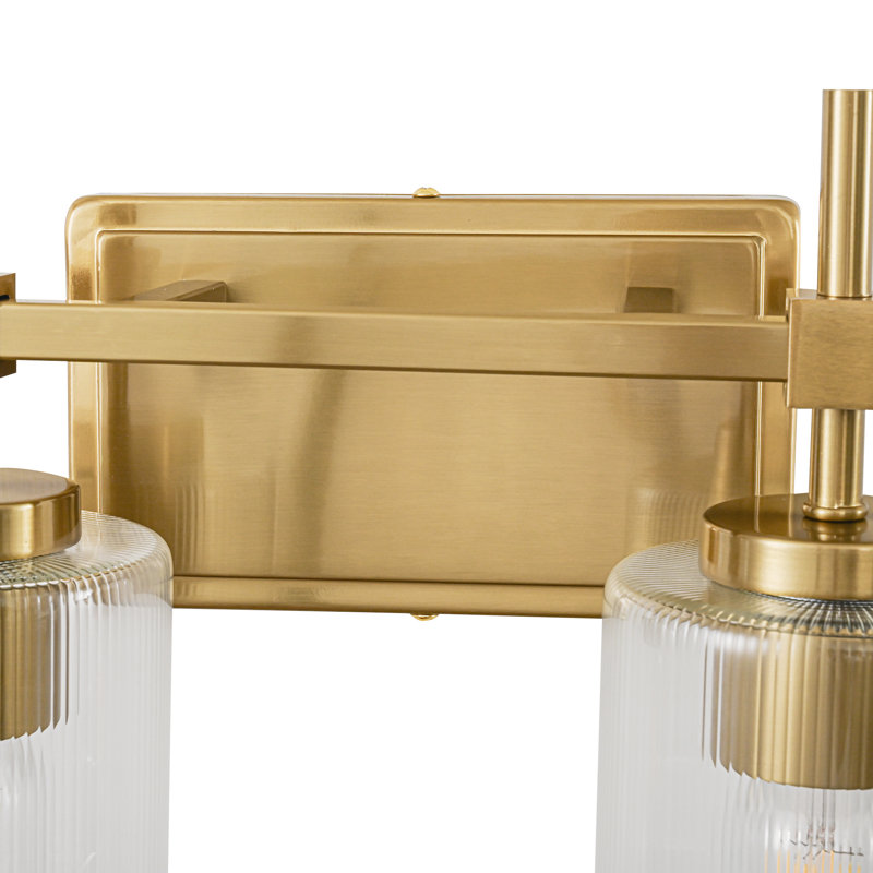 Applique murale moderne en verre transparent Aviara, Brushed Brass, 4, Verre strié